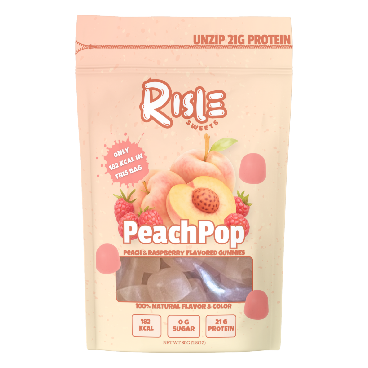 PeachPop - Protein Gummies med Fersken & Hindbærsmag